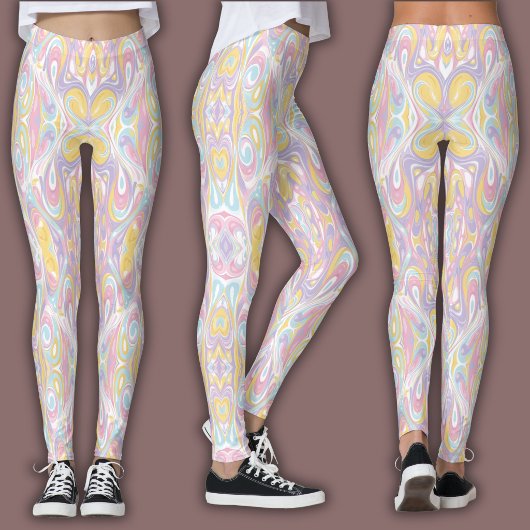 Pastellfarbene psychedelische Muster | Groovy Flüs Leggings