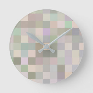 Pastellfarbene Quadrate Runde Wanduhr
