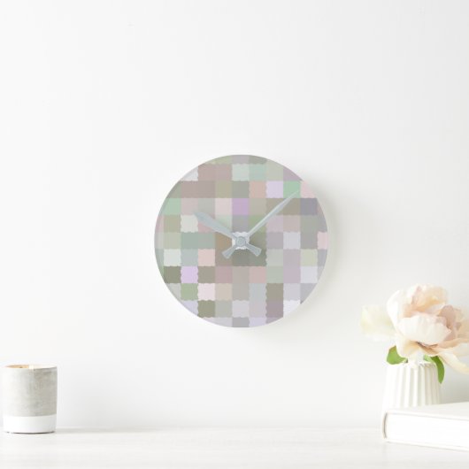 Pastellfarbene Quadrate Runde Wanduhr (Zuhause)