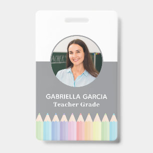 Pastellfarbene Regenbogen-Lehrer-ID-Karte Ausweis