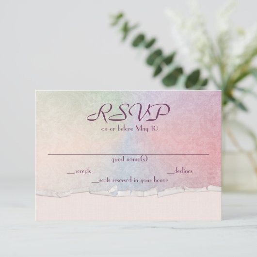 pastellfarbene Regenbogen-UAWG mit abgerissener Ka Einladung (Stehend Vorderseite)