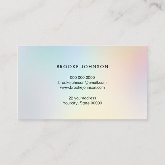 pastellfarbene Regenbogenfarben Visitenkarte (Rückseite)