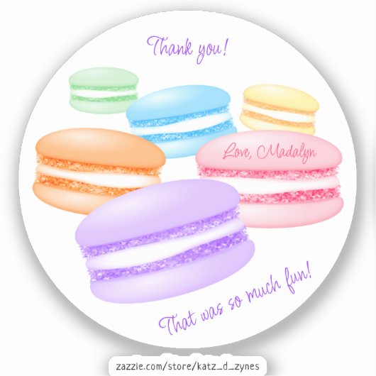 pastellfarbene Regenbogenmacarons Aufkleber (Vorderseite)