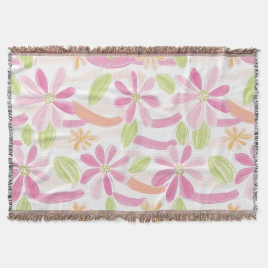Pastellfarbene Retro-Blumen (2) Decke (Vorderseite)