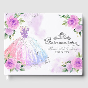 Pastellfarbene Robe Florale Quinceanera-Gästebuch Gästebuch