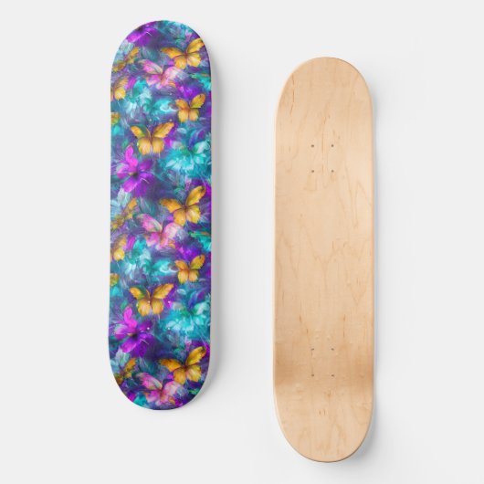 Pastellfarbene Schmetterlinge Girly Skateboard (Vorderseite)