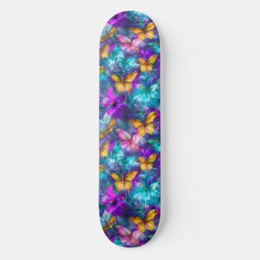 Pastellfarbene Schmetterlinge Girly Skateboard (Vorderseite)