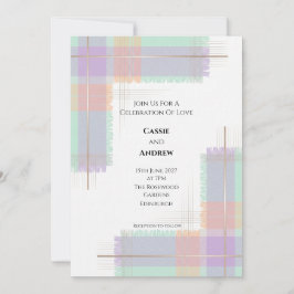 Pastellfarbene schottische Tartan-Hochzeitseinladu Einladung