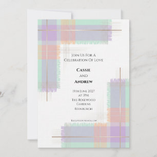 Pastellfarbene schottische Tartan-Hochzeitseinladu Einladung
