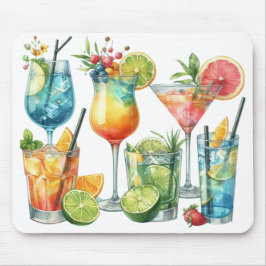 PASTELLFARBENE SOMMER-COCKTAILS UND FRÜCHTE MOUSEPAD