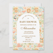 Pastellfarbene Sommer-Tiere Baby Shower Einladung (Vorderseite)