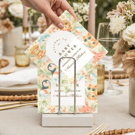 Pastellfarbene Sommer-Tiere Baby Shower Serviette