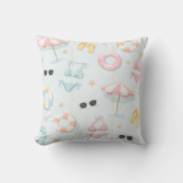 Pastellfarbene Sommerstrand-Accessoires Muster Kissen