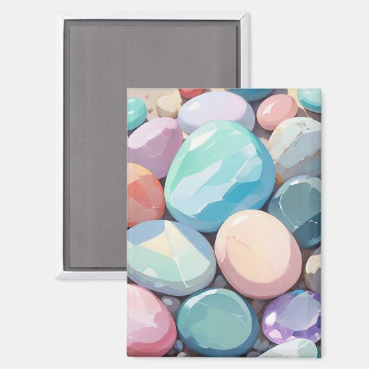 Pastellfarbene Steine Magnet (Vorderseite/Rückseite)