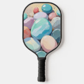 Pastellfarbene Steine Pickleball Schläger (Rückseite)