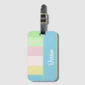 Pastellfarbene Streifen Gepäckanhänger (Vorderseite Vertikal)