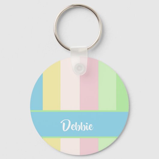 Pastellfarbene Streifen Schlüsselanhänger (Vorderseite)