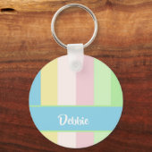 Pastellfarbene Streifen Schlüsselanhänger (Vorderseite)