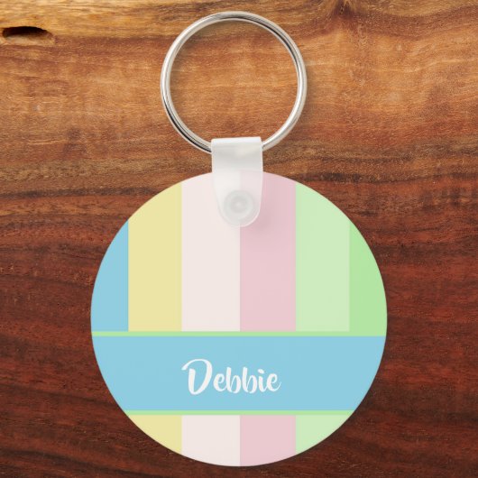 Pastellfarbene Streifen Schlüsselanhänger (Vorderseite)