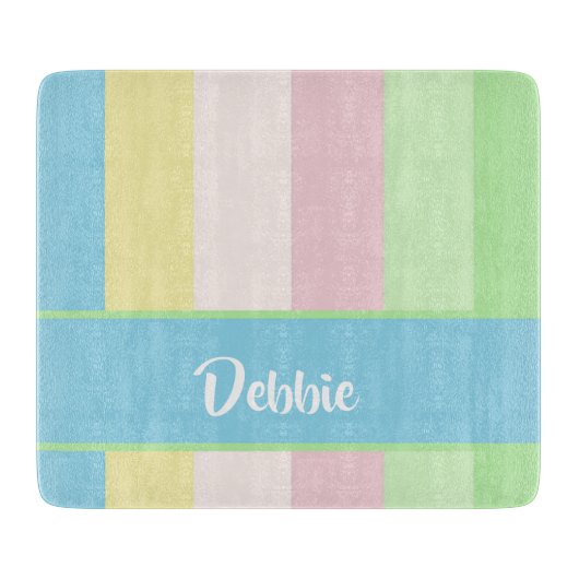 Pastellfarbene Streifen Schneidebrett (Vorderseite)