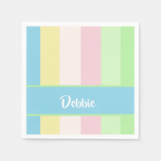 Pastellfarbene Streifen Serviette (Vorderseite)