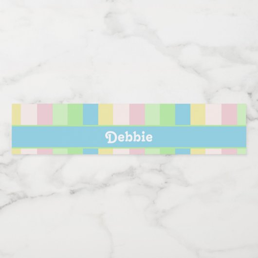 Pastellfarbene Streifen Wasserflaschenetikett (Einzelnes Label)