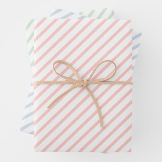Pastellfarbene Streifen, Wrapping Paper Sheets Geschenkpapier Set (Beispiel)