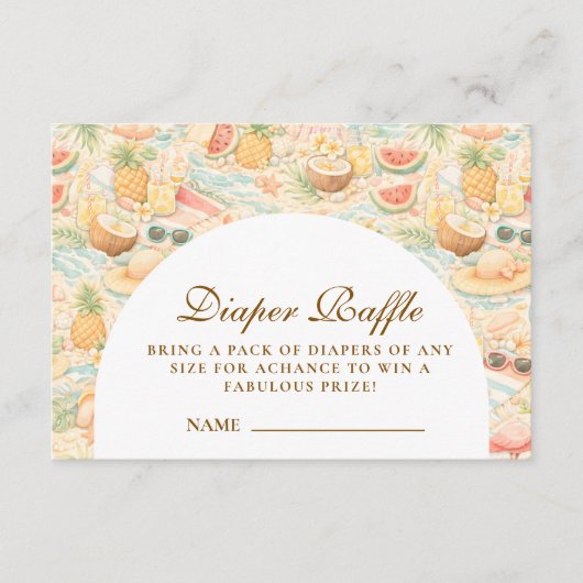 Pastellfarbene tropische Tierwindelverlosung Begleitkarte (Vorderseite)