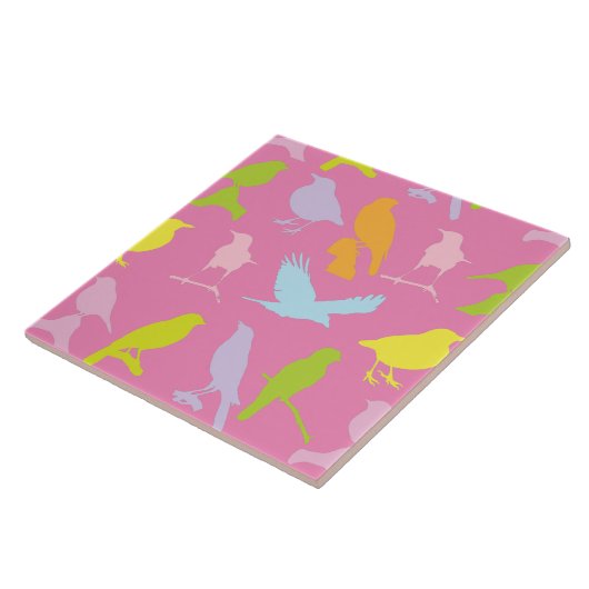 Pastellfarbene Varietät des Vogelmusters Fliese (Seite)