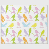 Pastellfarbene Varietät des Vogelmusters Geschenkpapier (Flach)