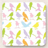 Pastellfarbene Varietät des Vogelmusters Getränkeuntersetzer (Vorderseite)