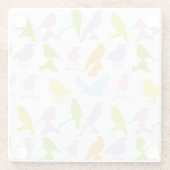 Pastellfarbene Varietät des Vogelmusters Glasuntersetzer (Rückseite)