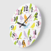 Pastellfarbene Varietät des Vogelmusters Große Wanduhr (Winkel)