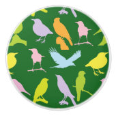 Pastellfarbene Varietät des Vogelmusters Keramikknauf (Vorderseite)