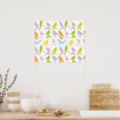 Pastellfarbene Varietät des Vogelmusters Poster (Küche)