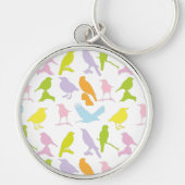 Pastellfarbene Varietät des Vogelmusters Schlüsselanhänger (Vorne)