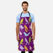 Pastellfarbene Varietät des Vogelmusters Schürze (Getragen)