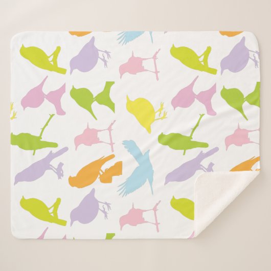 Pastellfarbene Varietät des Vogelmusters Sherpadecke (Vorderseite (Horizontal))