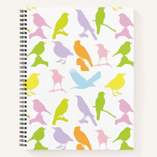Pastellfarbene Vielfalt von Birds-Muster-Notebook Notizblock (Vorderseite)