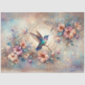 Pastellfarbene Vintage-Blumen & Dekor mit Kolibrim Seidenpapier (Vorderseite)