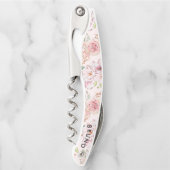 Pastellfarbene Vintage-Rosen-Muster Kellnermesser (Vorderseite)