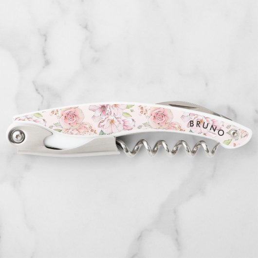 Pastellfarbene Vintage-Rosen-Muster Kellnermesser (Vorderseite)