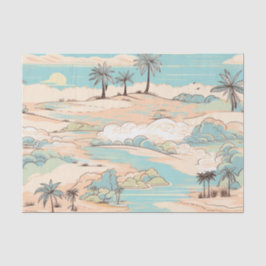 Pastellfarbene Vintage-Strandmuster Seidenpapier