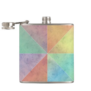 Pastellfarbene Wasserfarben Dreiecke Geometrische  Flachmann