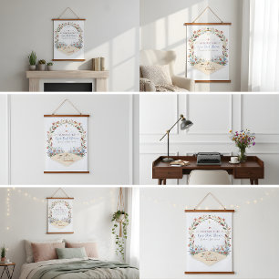 Pastellfarbene Wiesenblumen-Tapete Wandteppich Mit Holzrahmen