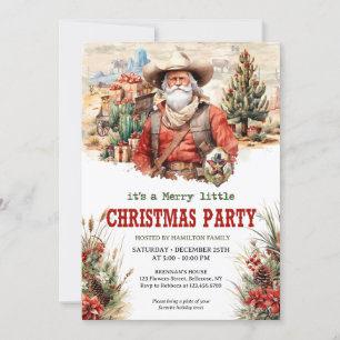 Pastellfarbene Wild-West-Santa-Cowboy-Wasserfarben Einladung