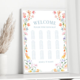 Pastellfarbene Wildblume Hochzeitstabelle Poster