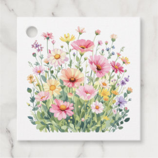 Pastellfarbene Wildblumen-Baby-Party Geschenkanhänger