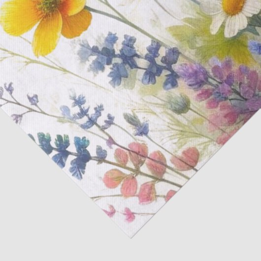 Pastellfarbene Wildblumen Decoupage Seidenpapier (Detail)