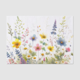 Pastellfarbene Wildblumen Decoupage Seidenpapier